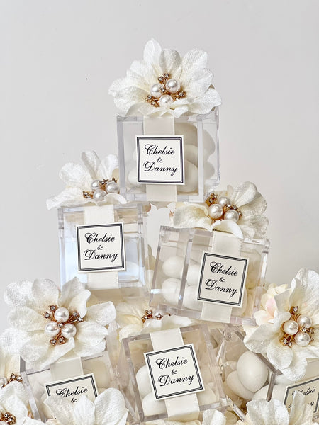 5 pcs Ivory Wedding Favor Boxes – Custom Party Favors for Guests, White Wedding & Sweet 16 Gifts