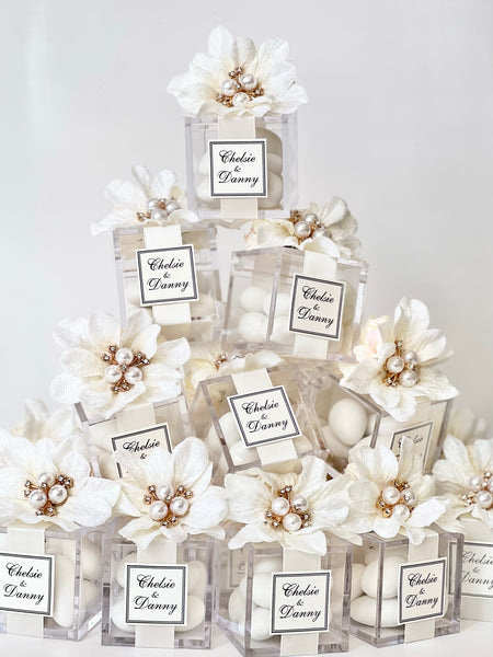 5 pcs Ivory Wedding Favor Boxes – Custom Party Favors for Guests, White Wedding & Sweet 16 Gifts