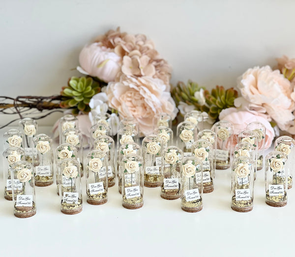 10 pcs Wedding Favors for Guests, Engagement Party Favors, Sweet 15 Birthday Favors, Cloche Dome Custom Favors, Bulk Beauty and the Beast Gifts