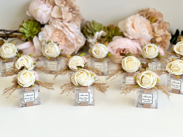 5 Boho Elegance Favors Boxes – Personalized Rustic Wedding & Sweet 16 Party Favors, Custom Gifts for Guests