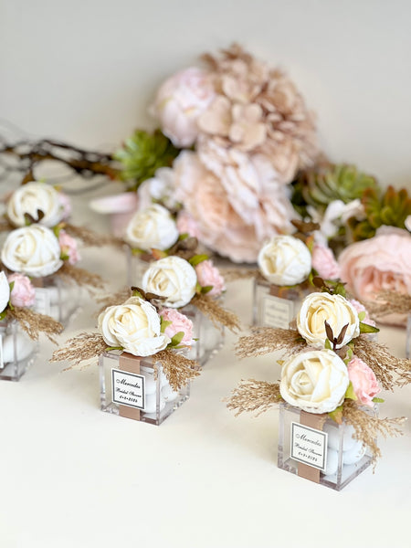 5 Boho Elegance Favors Boxes – Personalized Rustic Wedding & Sweet 16 Party Favors, Custom Gifts for Guests