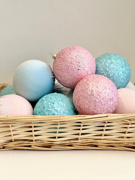 12 pcs Pastel Christmas Ornaments, Handmade Balls, Christmas Decorations, Christmas Bulbs, Christmas Gifts, Flocked Bulk Christmas Box