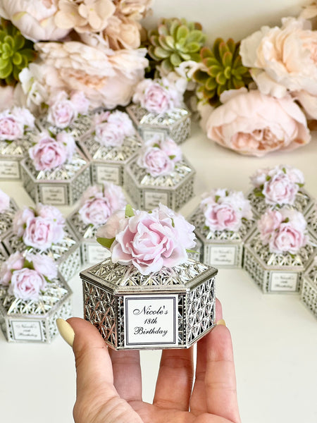 10 pcs Wedding Favors for Guests, Wedding Favors Boxes, Silver Boxes, Party Favors, Baby Shower Favors, Quinceañera Favors, Souvenir (Copy)