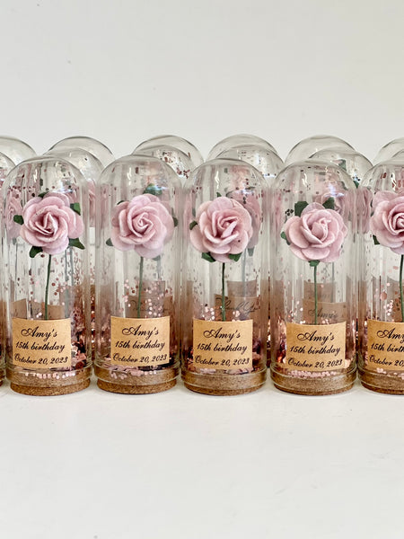 10 pcs Wedding Favors for Guests - Custom Glass Dome Cloche Favors, Beauty and the Beast Theme, Unique Party Favors