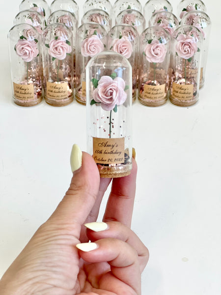 10 pcs Wedding Favors for Guests - Custom Glass Dome Cloche Favors, Beauty and the Beast Theme, Unique Party Favors