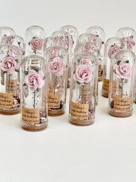 10 pcs Wedding Favors for Guests - Custom Glass Dome Cloche Favors, Beauty and the Beast Theme, Unique Party Favors