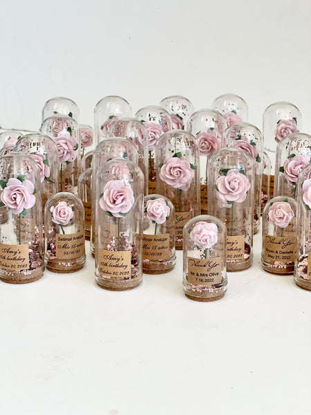 10 pcs Wedding Favors for Guests - Custom Glass Dome Cloche Favors, Beauty and the Beast Theme, Unique Party Favors