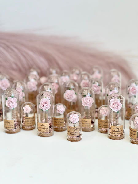 10 pcs Wedding Favors for Guests - Custom Glass Dome Cloche Favors, Beauty and the Beast Theme, Unique Party Favors