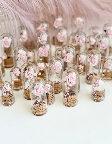 10 pcs Wedding Favors for Guests - Custom Glass Dome Cloche Favors, Beauty and the Beast Theme, Unique Party Favors