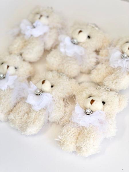 Ivory Teddy Bear Christmas Ornament: Plush Princess Bear