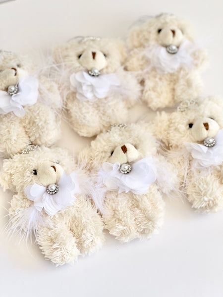 Ivory Teddy Bear Christmas Ornament: Plush Princess Bear