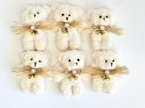 Ivory Teddy Bear Christmas Ornament: Plush Toy Decoration