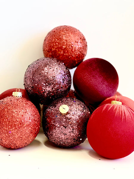 Handmade Red Glitter Christmas Ball Ornament