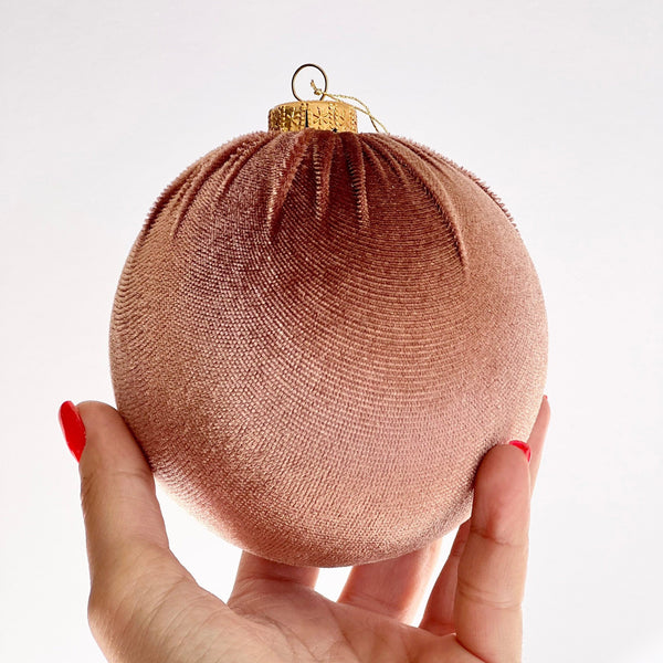 Velvet Christmas Balls: 12 pc Terracotta Holiday Ornament Set