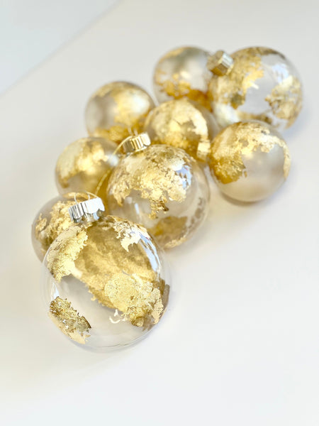 Handprint Globe Christmas Ornament: Gold Glass Ball (3.25 inch)