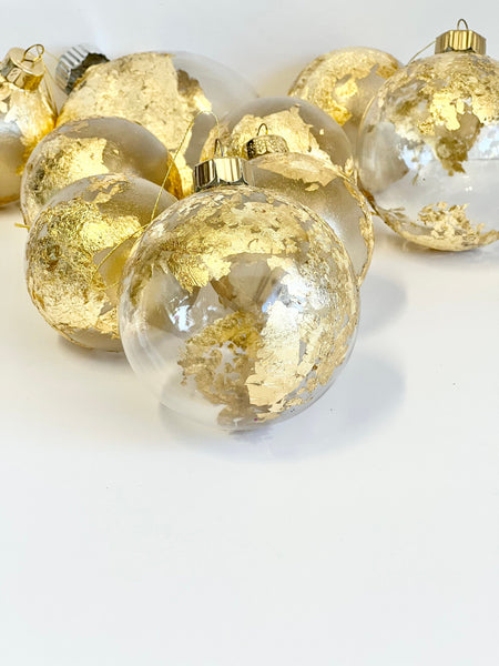 Handprint Globe Christmas Ornament: Gold Glass Ball (3.25 inch)