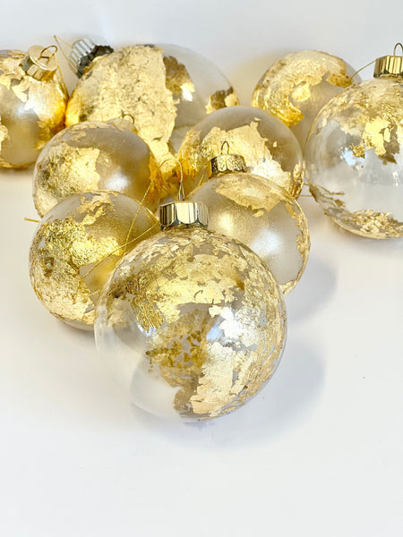 Handprint Globe Christmas Ornament: Gold Glass Ball (3.25 inch)