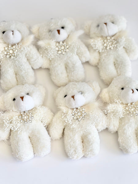 White Teddy Bear Christmas Ornament: Plush Holiday Decoration
