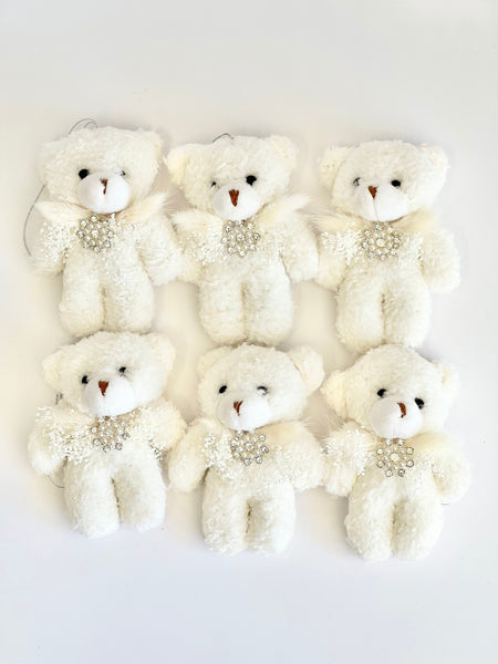 White Teddy Bear Christmas Ornament: Plush Holiday Decoration