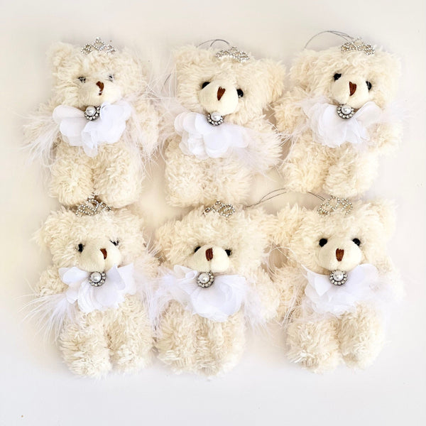 Ivory Teddy Bear Christmas Ornament: Plush Princess Bear