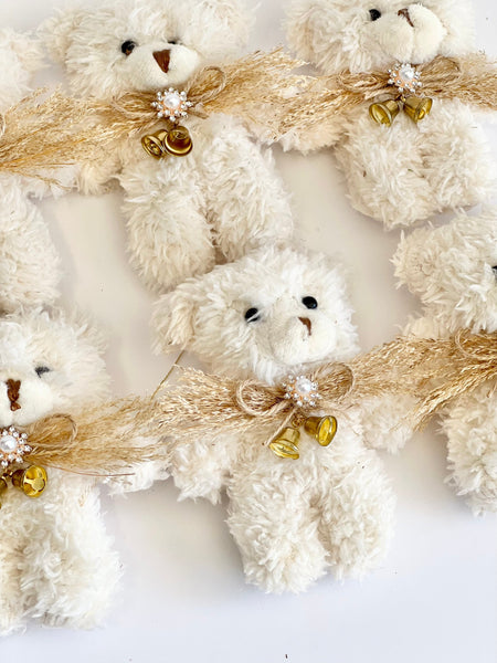 Ivory Teddy Bear Christmas Ornament: Plush Toy Decoration