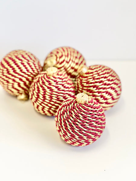 Handmade Burgundy and Gold Christmas Ball Ornament