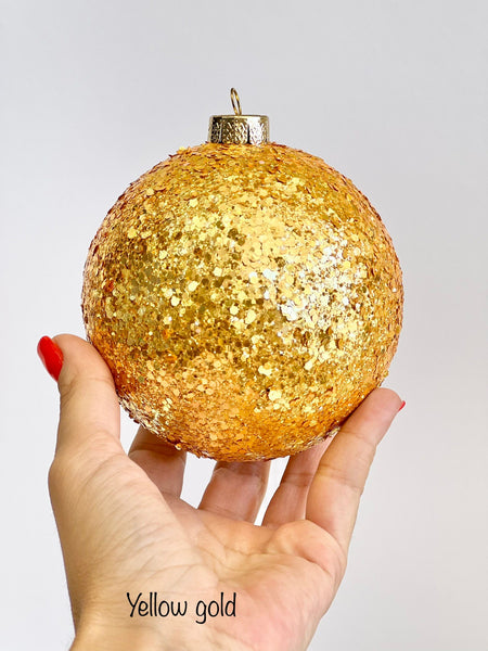 Gold Glitter Christmas Ball Ornament: Custom Handmade Decoration