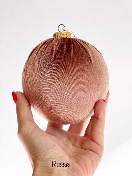 Handmade Beige Velvet Christmas Ball Ornament