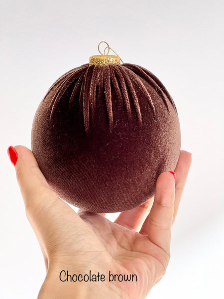 Handmade Peanut Brown Velvet Christmas Ball Ornament