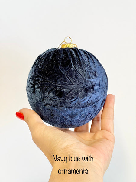 Handmade Velvet Christmas Ball Ornament: Aegean Blue Decor