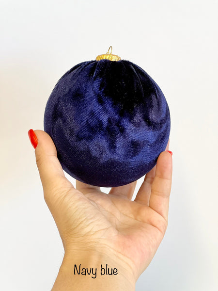 Aegean Velvet Christmas Balls: Handmade Blue Ornaments, Set of 6