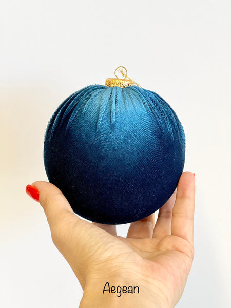 Handmade Navy Blue Velvet Christmas Ball Ornament