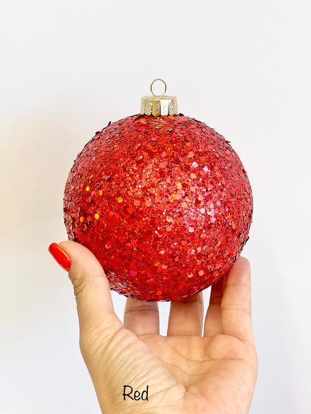 Handmade Burgundy Glitter Christmas Ball Ornament
