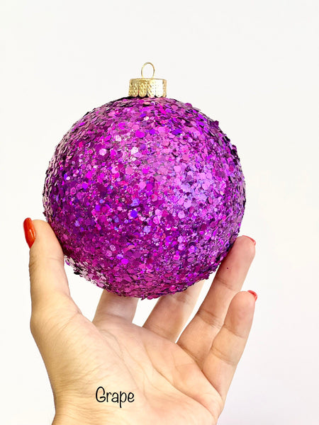 Handmade Lavender Glitter Christmas Ball Ornament