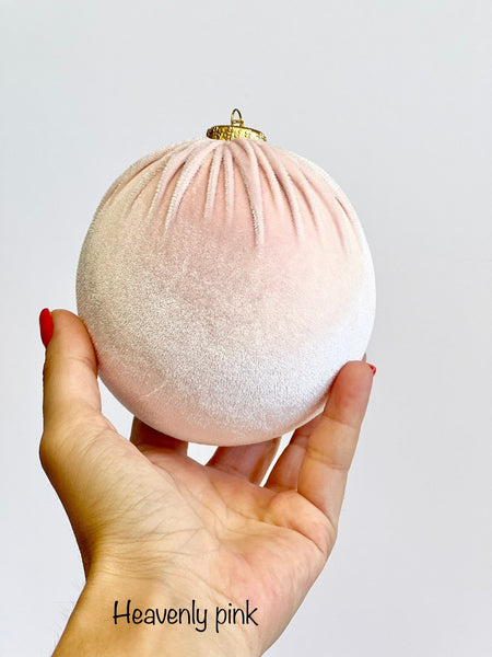 Handmade Velvet Christmas Ball Ornament - Heavenly Pink