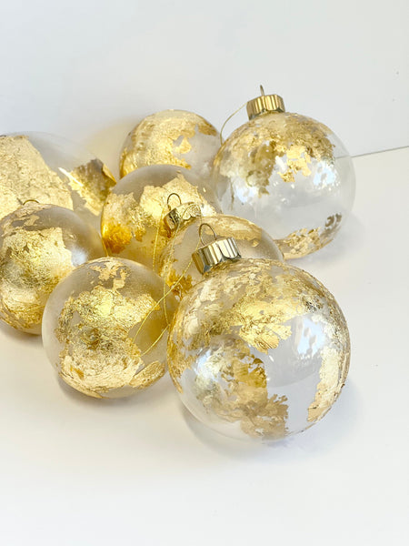 Handprint Globe Christmas Ornament: Gold Glass Ball (3.25 inch)
