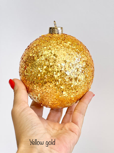 Pale Gold Glitter Christmas Ball Ornament