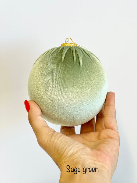 Handmade Emerald Green Velvet Christmas Ball Ornament