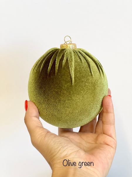 Handmade Hunter Green Velvet Christmas Ball Ornament