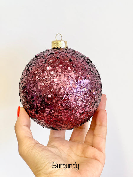 Handmade Red Glitter Christmas Ball Ornament