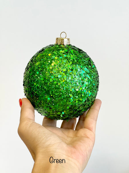 Royal Blue Glitter Christmas Ball Ornament: Handmade Holiday Decor