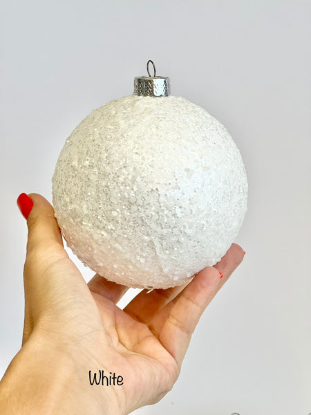 Opal Glitter Christmas Ball Ornament: White Holiday Decor