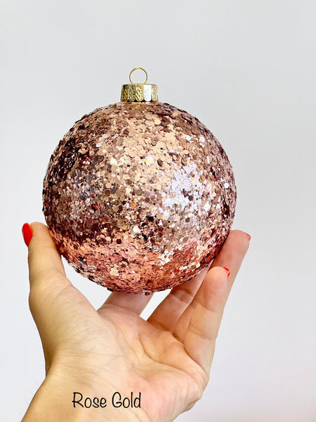 Flesh Pink Glitter Christmas Ornament: Custom Holiday Ball