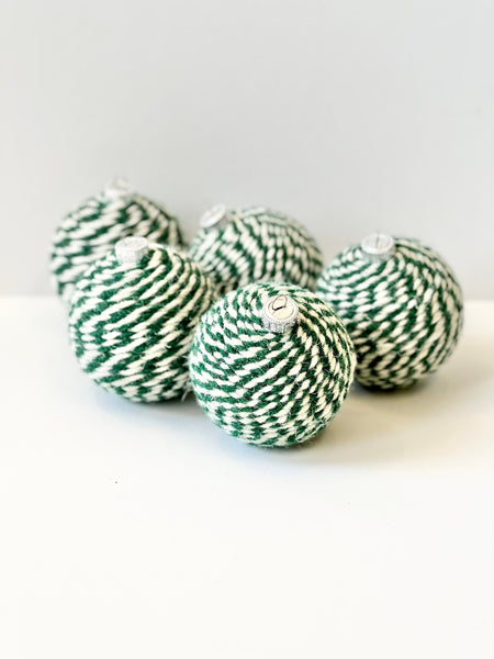 Handmade Yarn Christmas Ornament: Burgundy and Gold Holiday Decor
