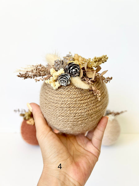 Large 10 Inch Rustic Yarn Christmas Ornament, Handmade Wrapped Ball, Farmhouse Holiday Tree Decor, Statement Bauble