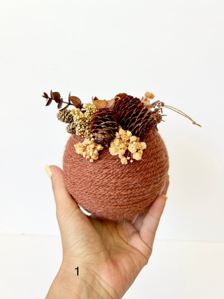 Handmade Yarn Christmas Ornament: Rustic Holiday Ball