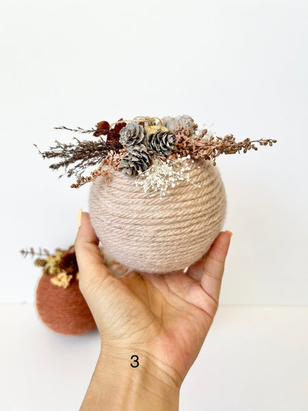 Large 10 Inch Rustic Yarn Christmas Ornament, Handmade Wrapped Ball, Farmhouse Holiday Tree Decor, Statement Bauble