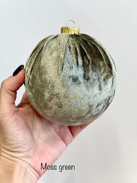 Handmade Hunter Green Velvet Christmas Ball Ornament