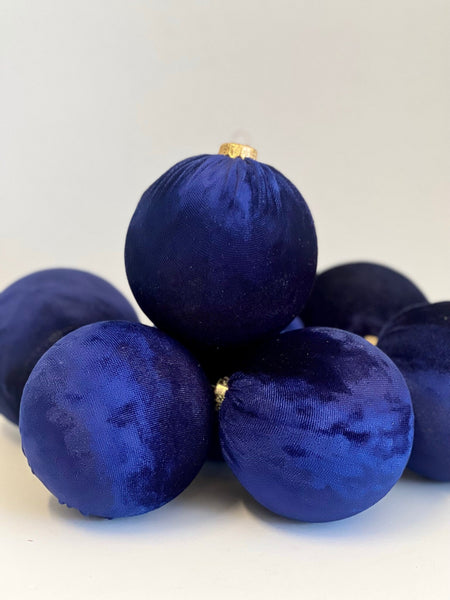Handmade Navy Blue Velvet Christmas Ball Ornament