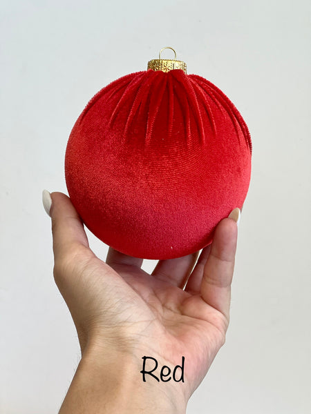 Handmade Coral Velvet Christmas Ornament: Holiday Ball Decor